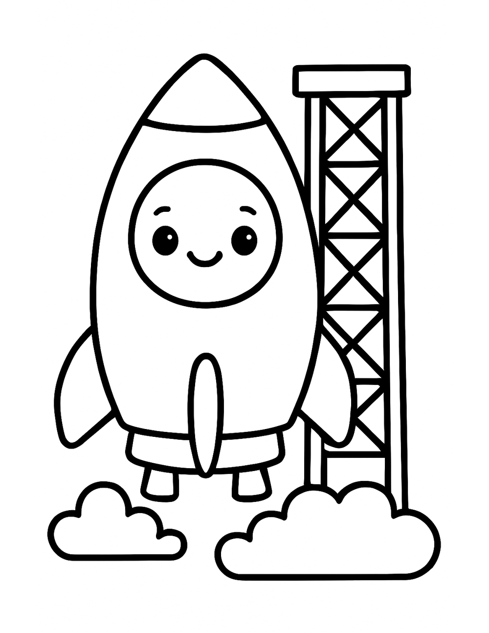 Free printable Rocket coloring page – rocket on launch