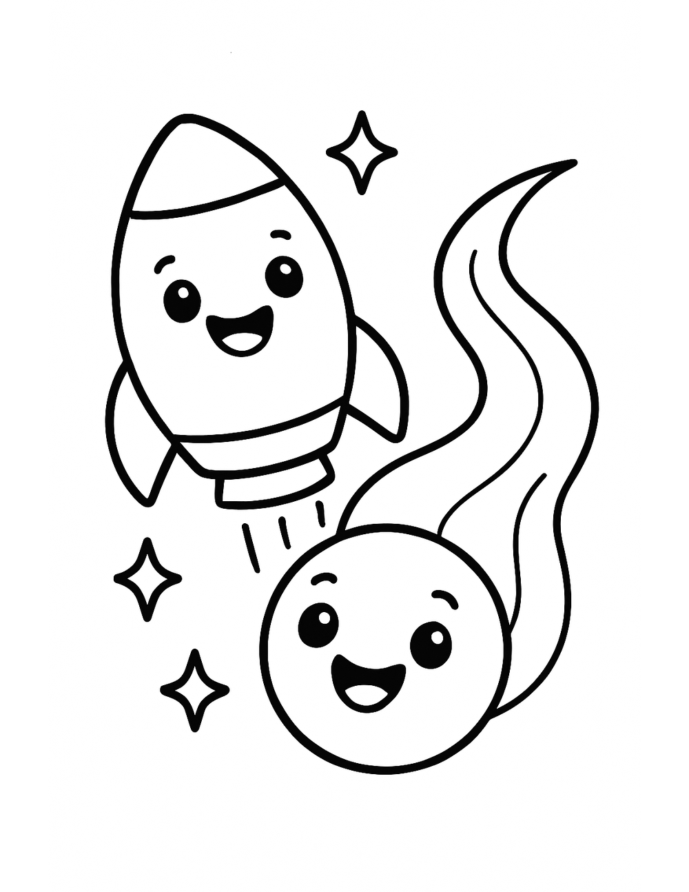 Free printable Rocket coloring page – rocket racing comet