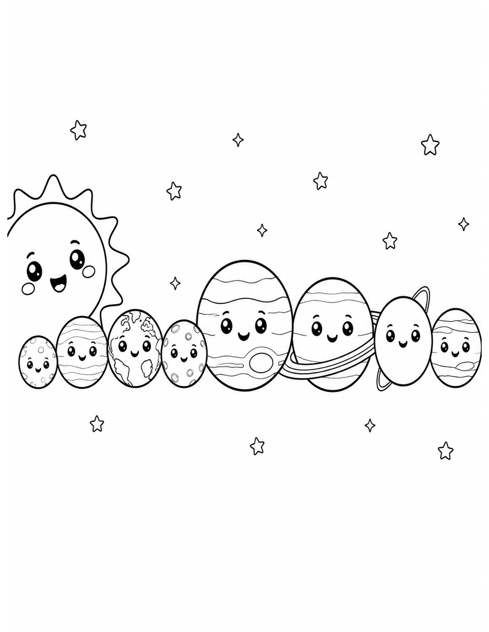 Free printable Solar System coloring page – planet parade order