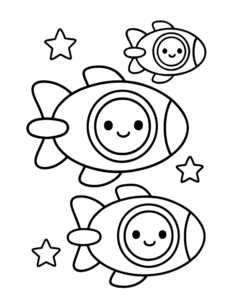 Free printable Space coloring page – galactic fleet formation