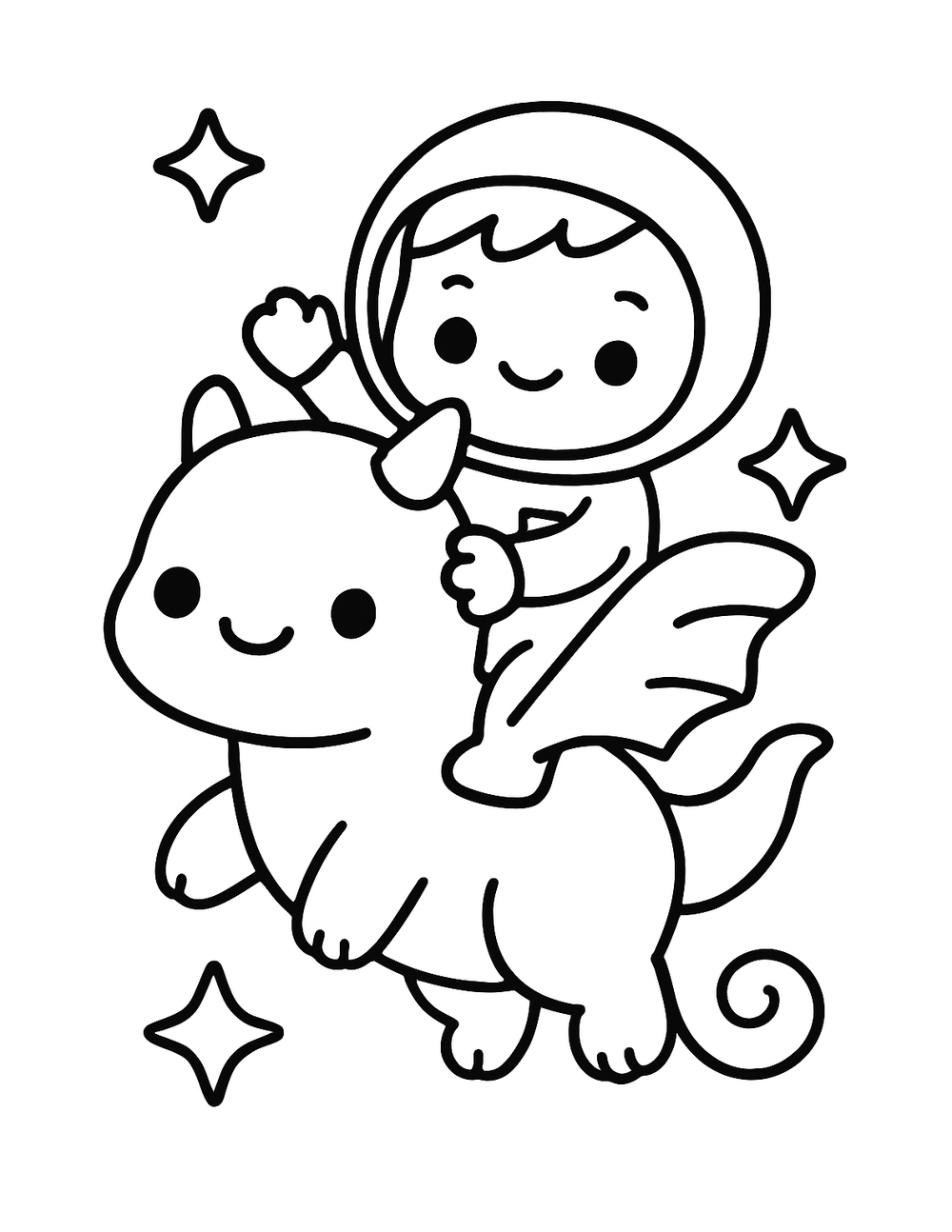 Free printable Space coloring page – hero riding space