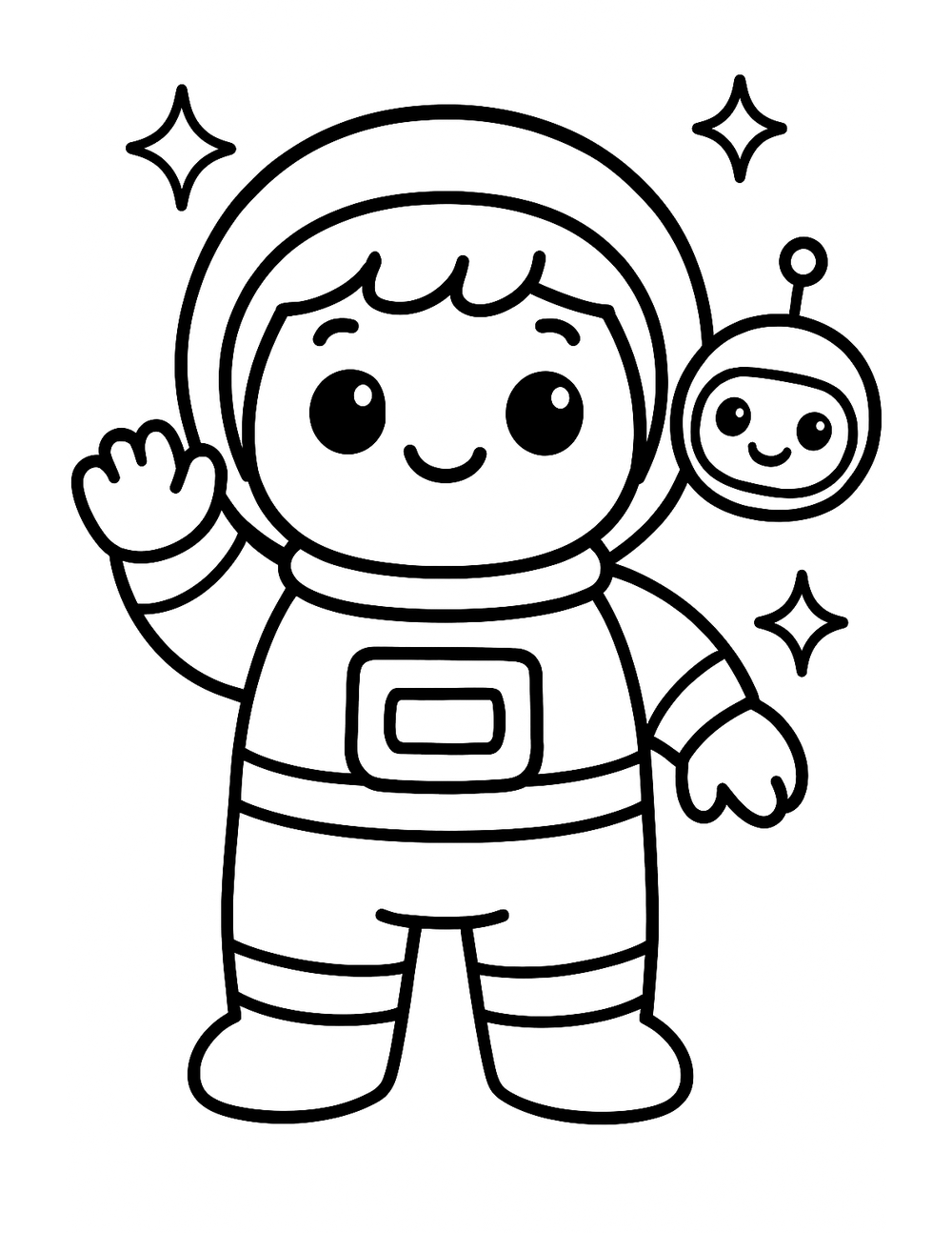 Free printable Space coloring page – space hero robot