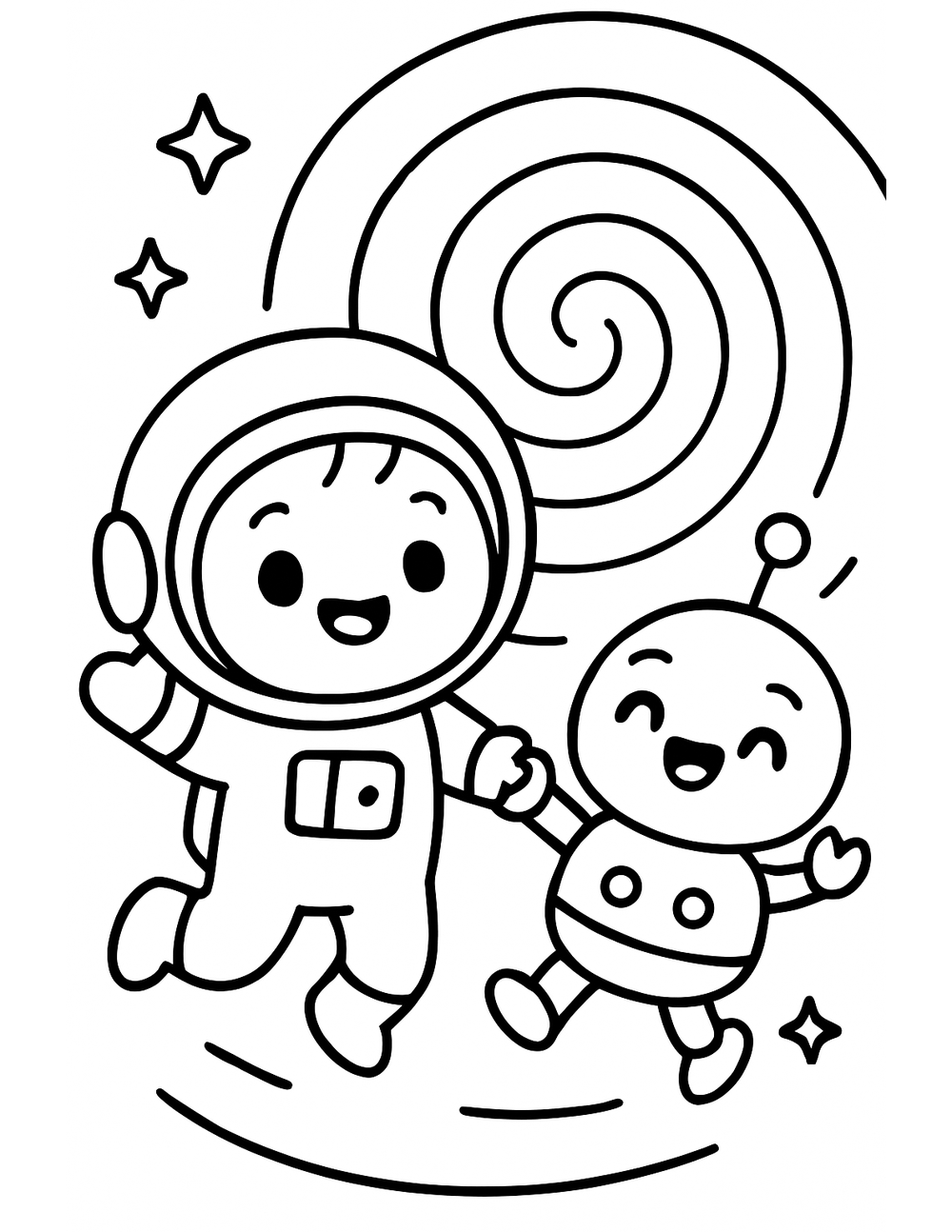 Free printable Space coloring page – wormhole portal jump