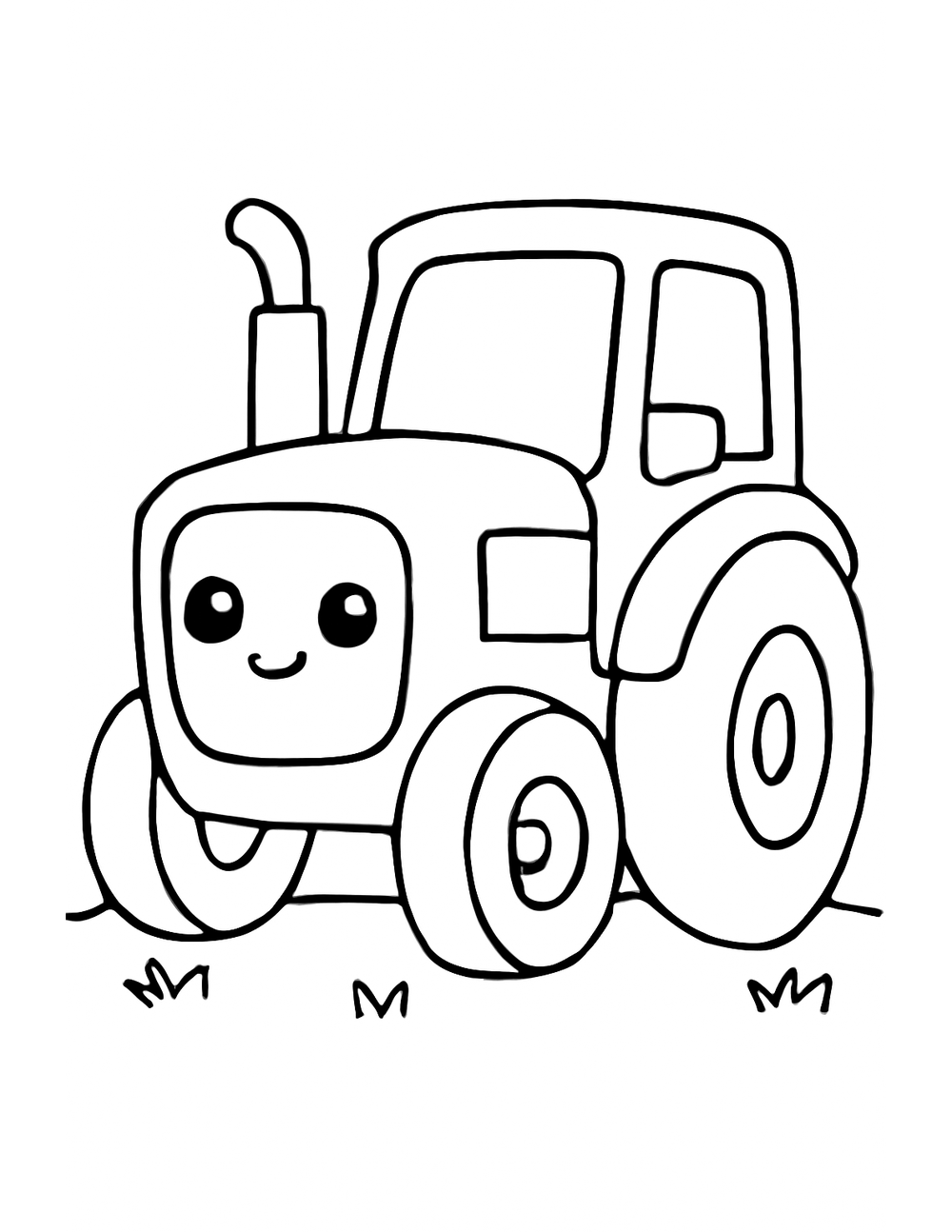 Free printable Tractor coloring page – happy tractor