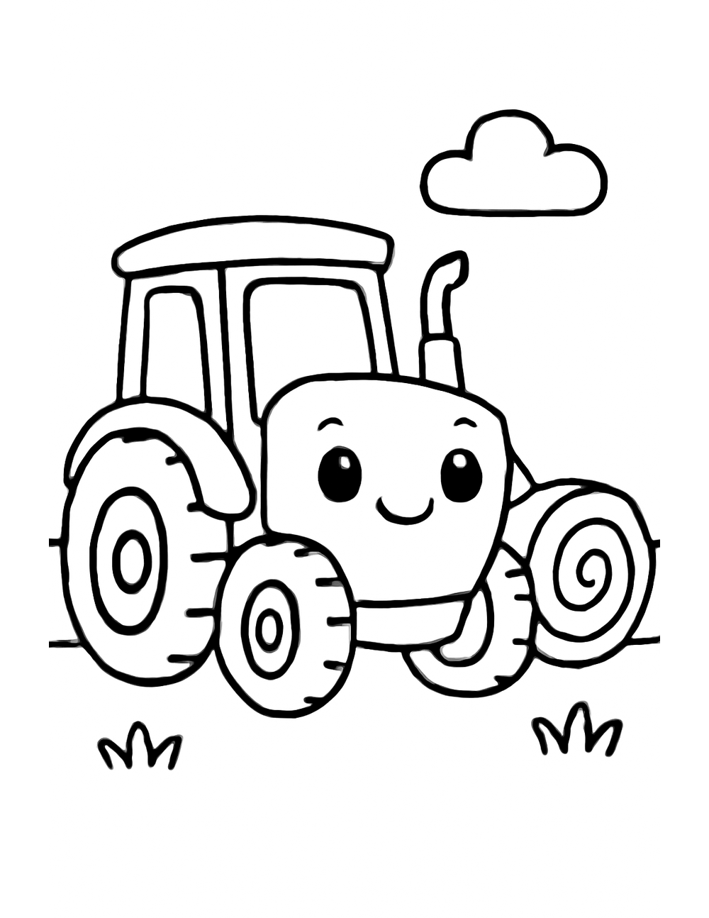 Free printable Tractor coloring page – tractor hay bales