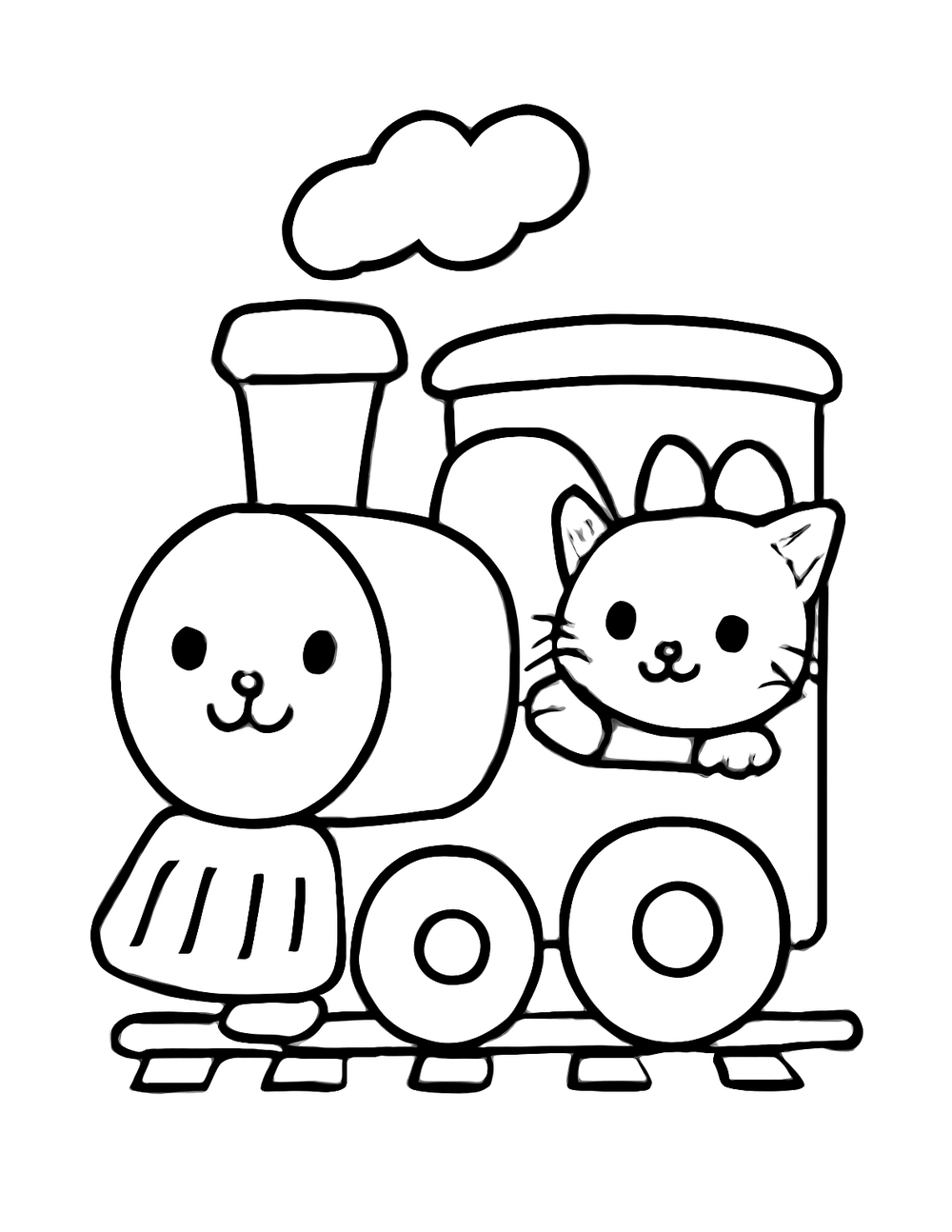 Free printable Train coloring page – animal carriage