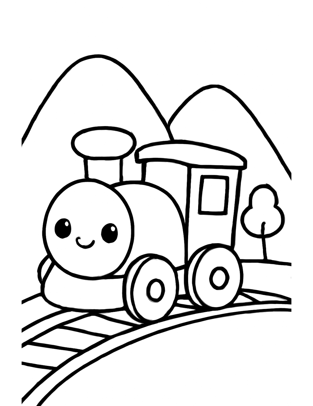 Free printable Train coloring page – mountain train