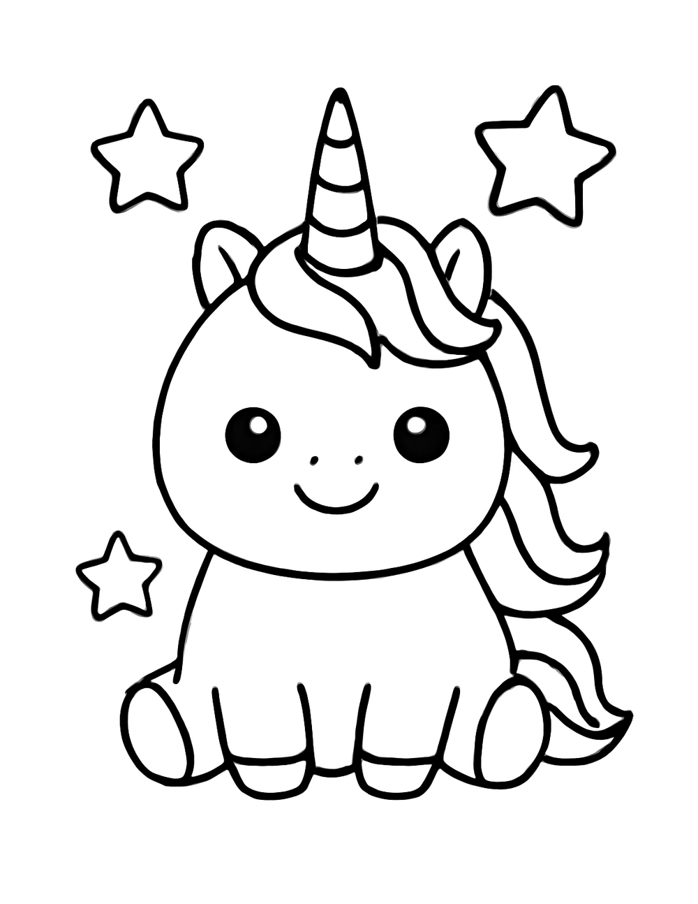 Free printable Unicorn coloring page – unicorn and stars