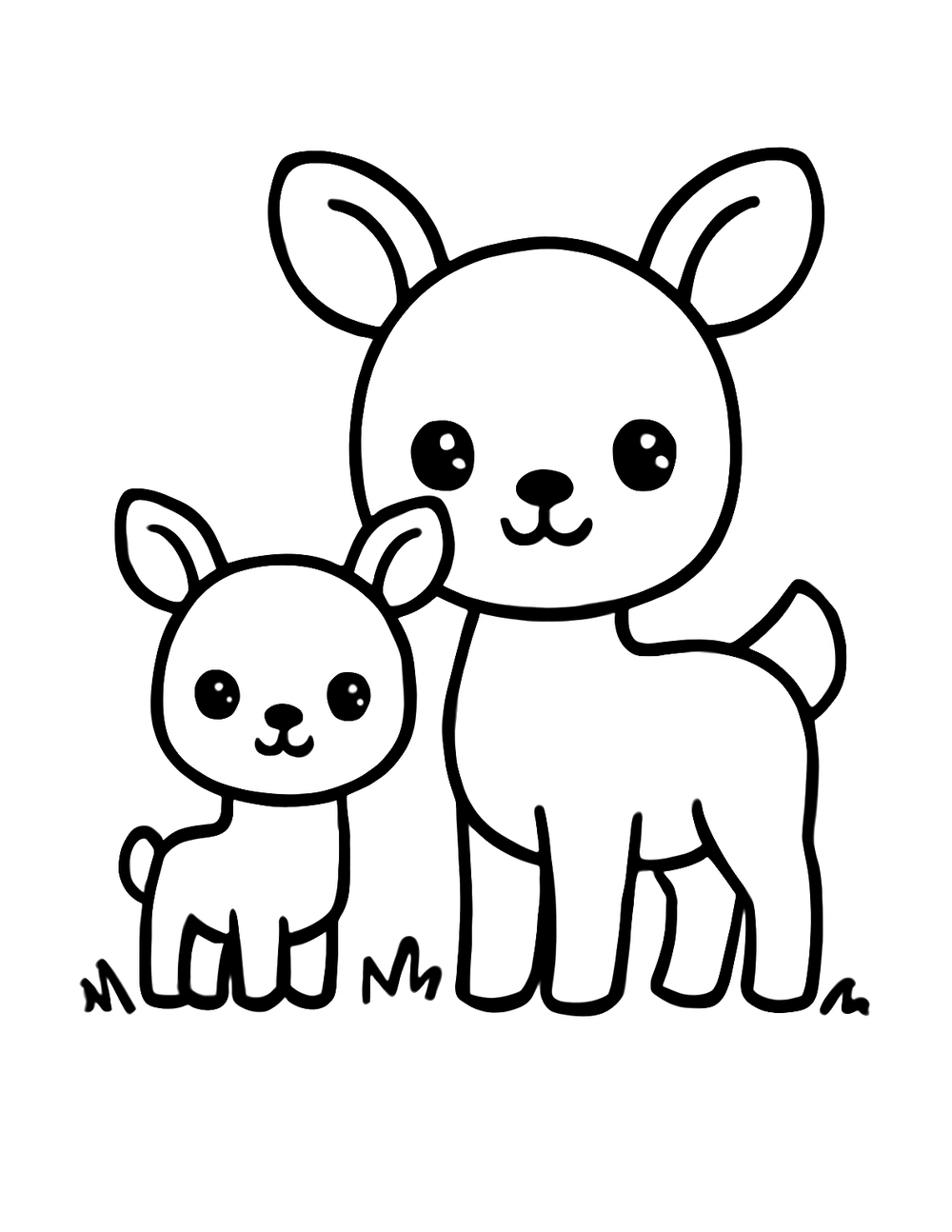 Free printable Woodland Animal coloring page – deer family