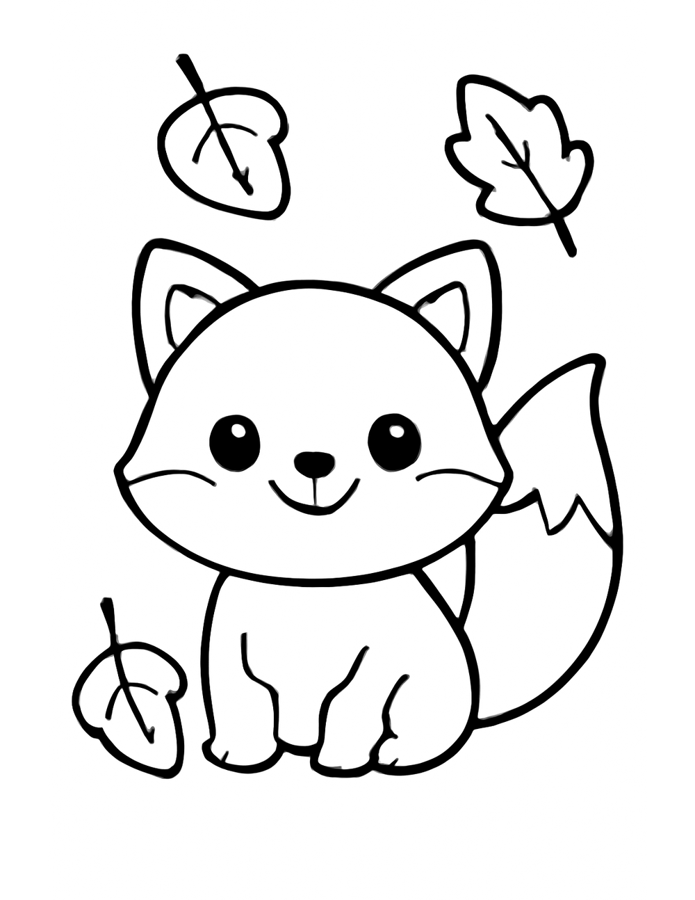 Free printable Woodland Animal coloring page – fox autumn leaves