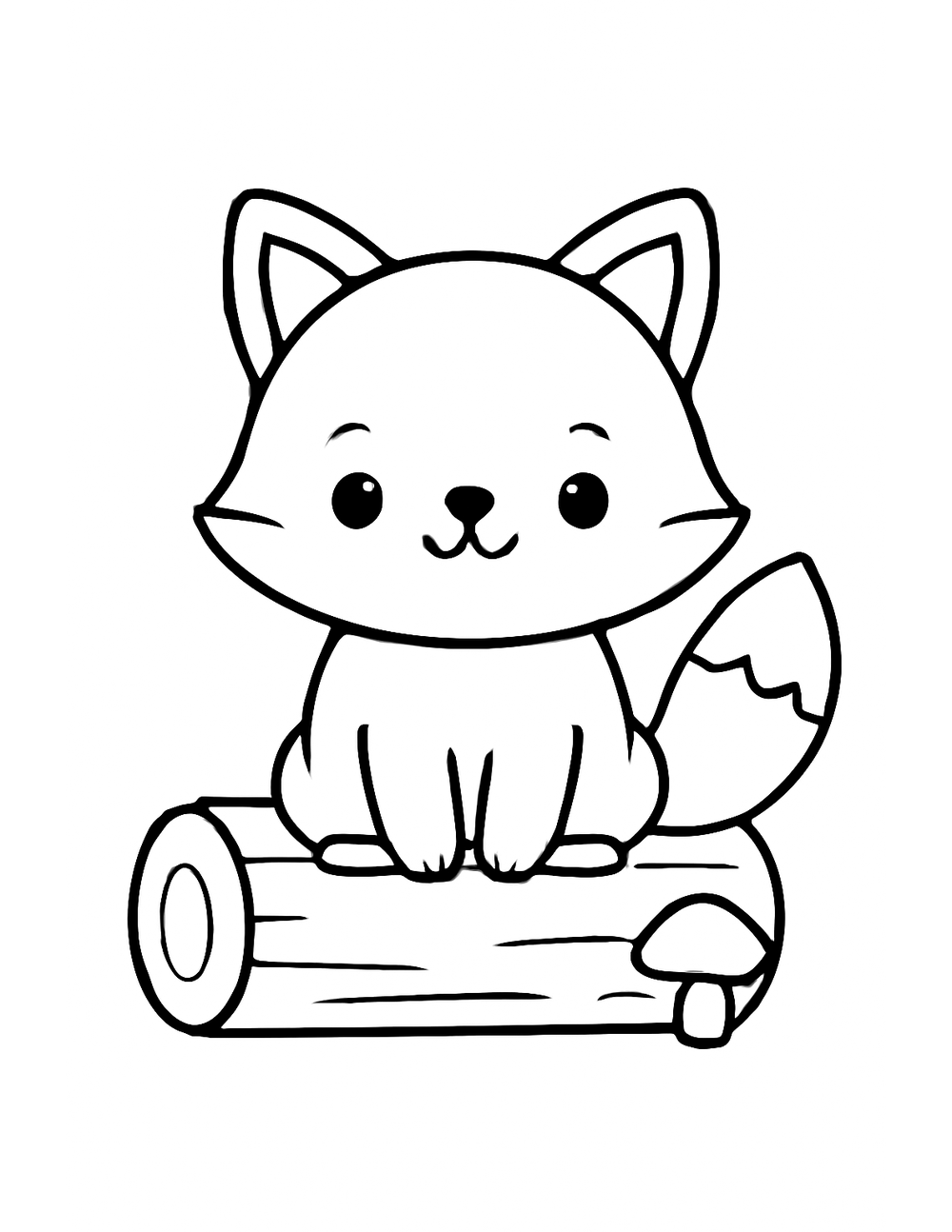 Free printable Woodland Animal coloring page – fox on log