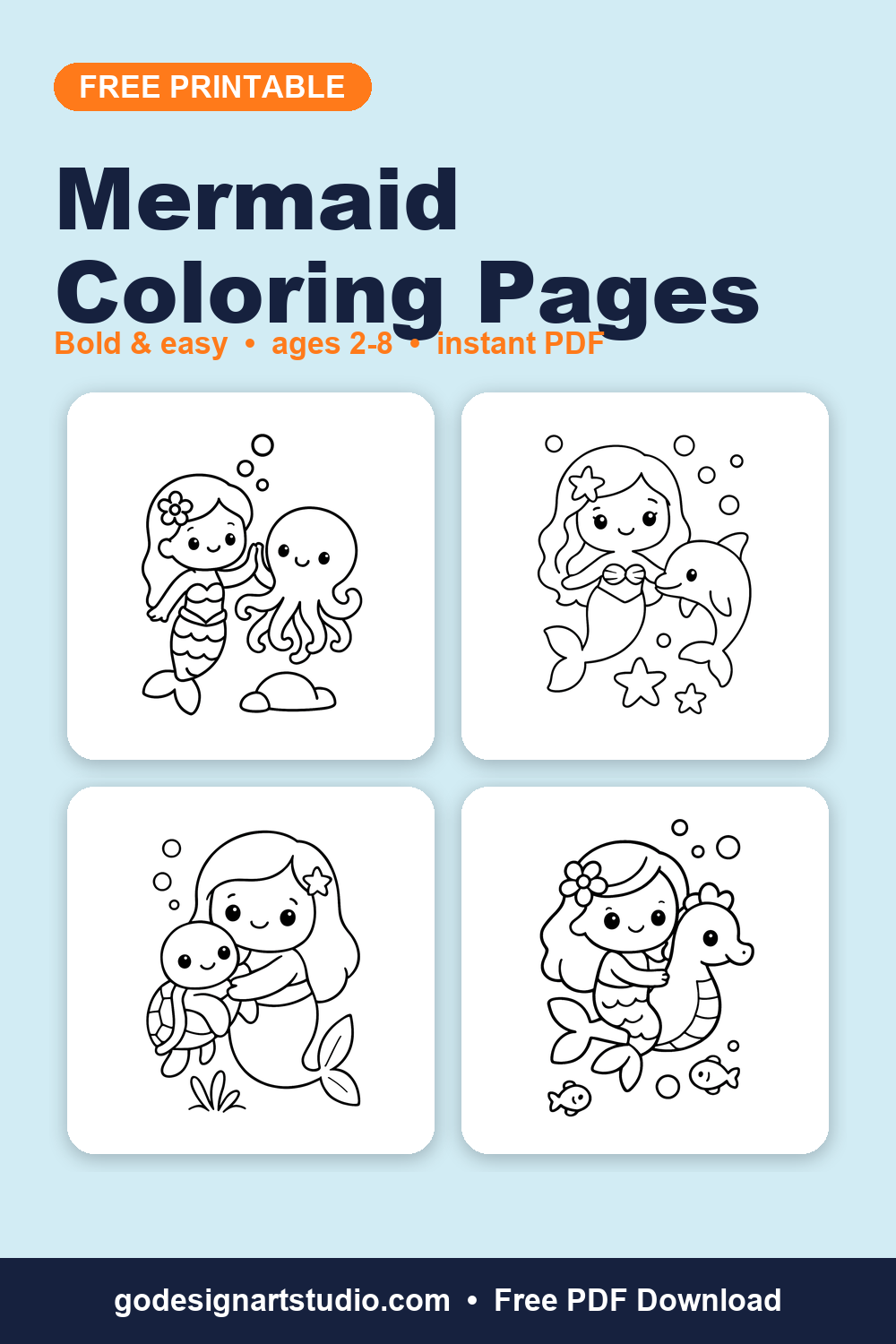 Free printable Mermaid coloring pages for kids