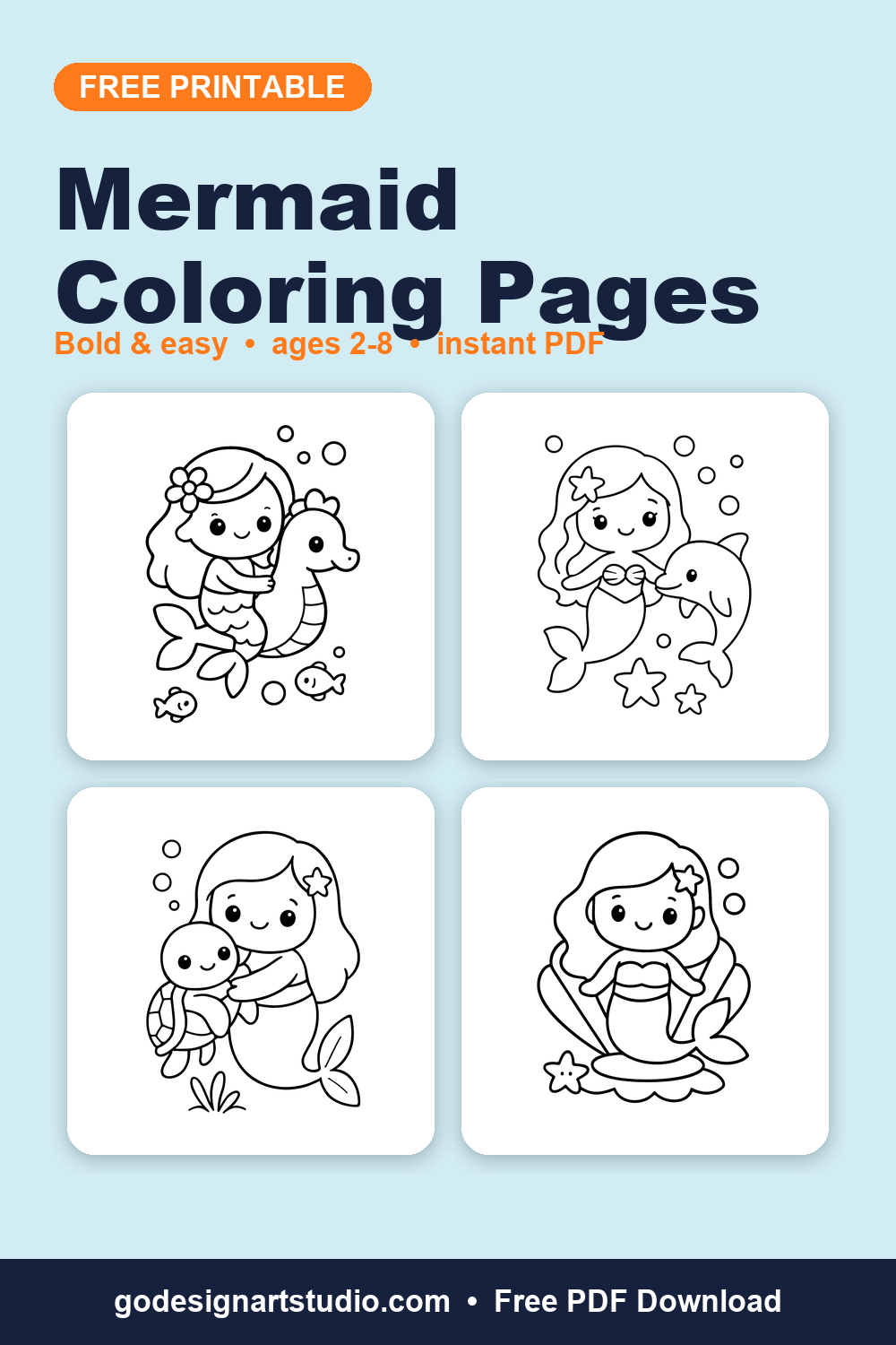 Free printable Mermaid coloring pages for kids