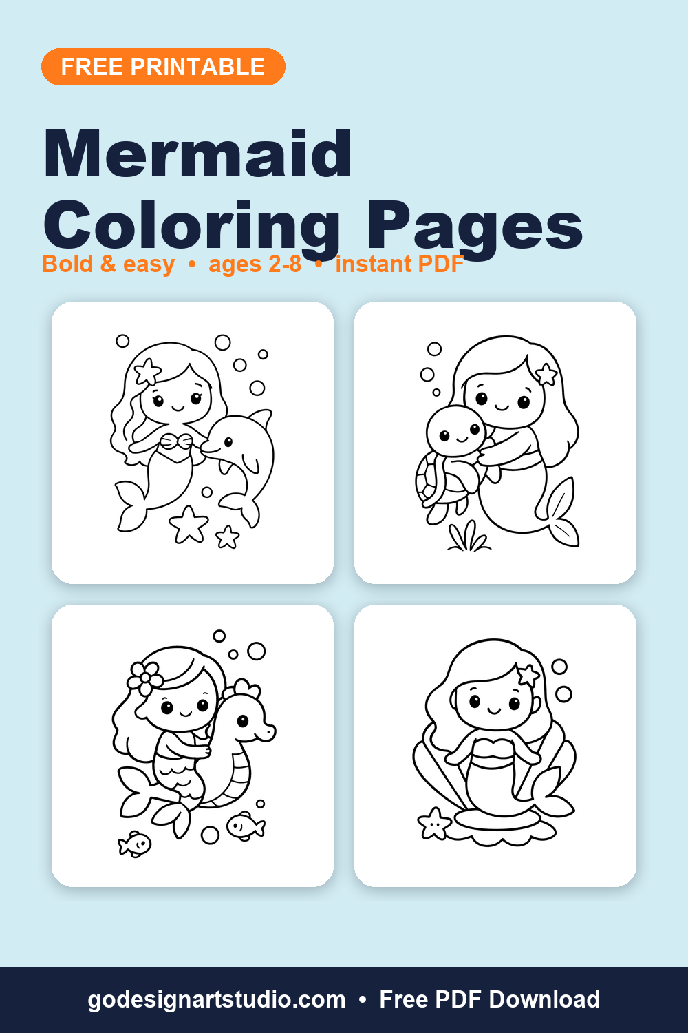 Free printable Mermaid coloring pages for kids