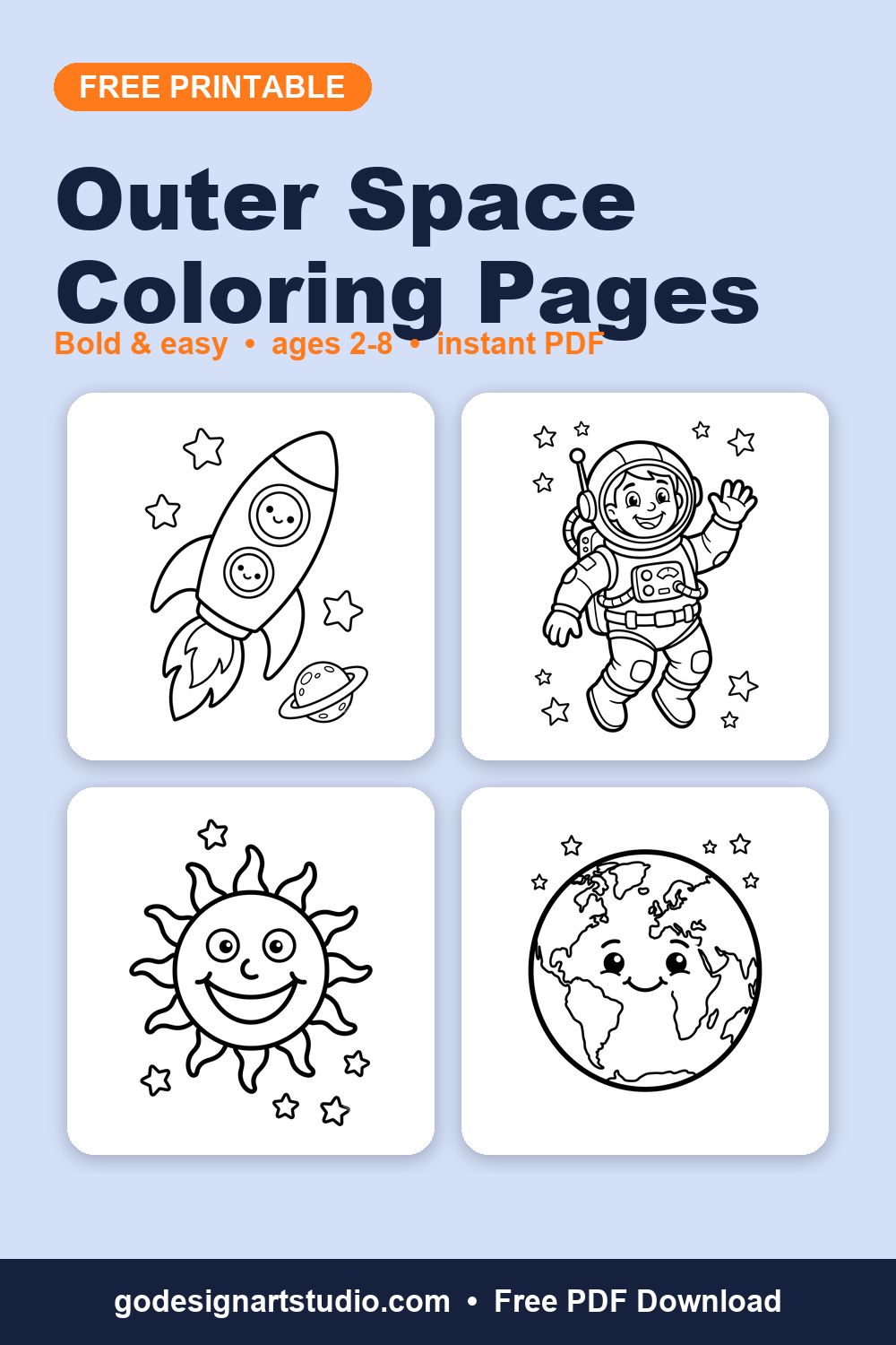 Free printable Outer Space coloring pages for kids