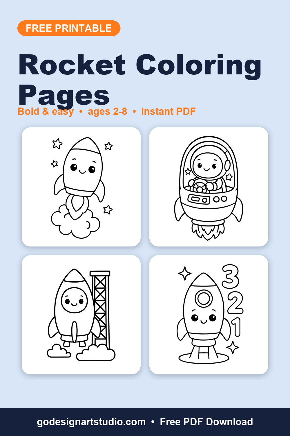 Free printable Rocket coloring pages for kids