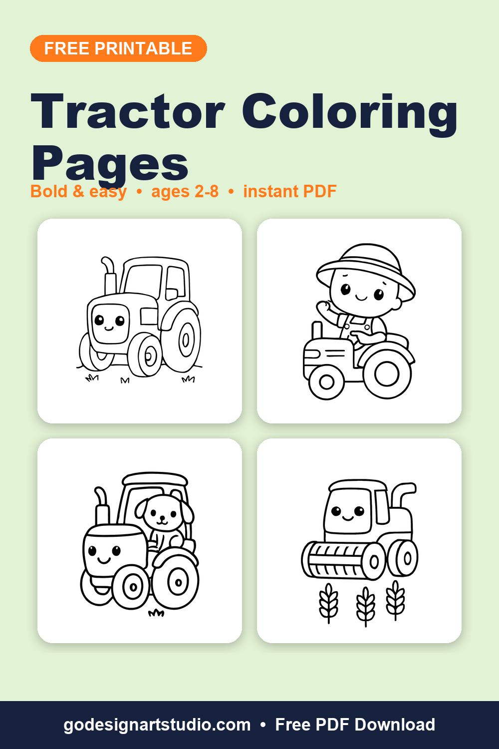 Free printable Tractor coloring pages for kids