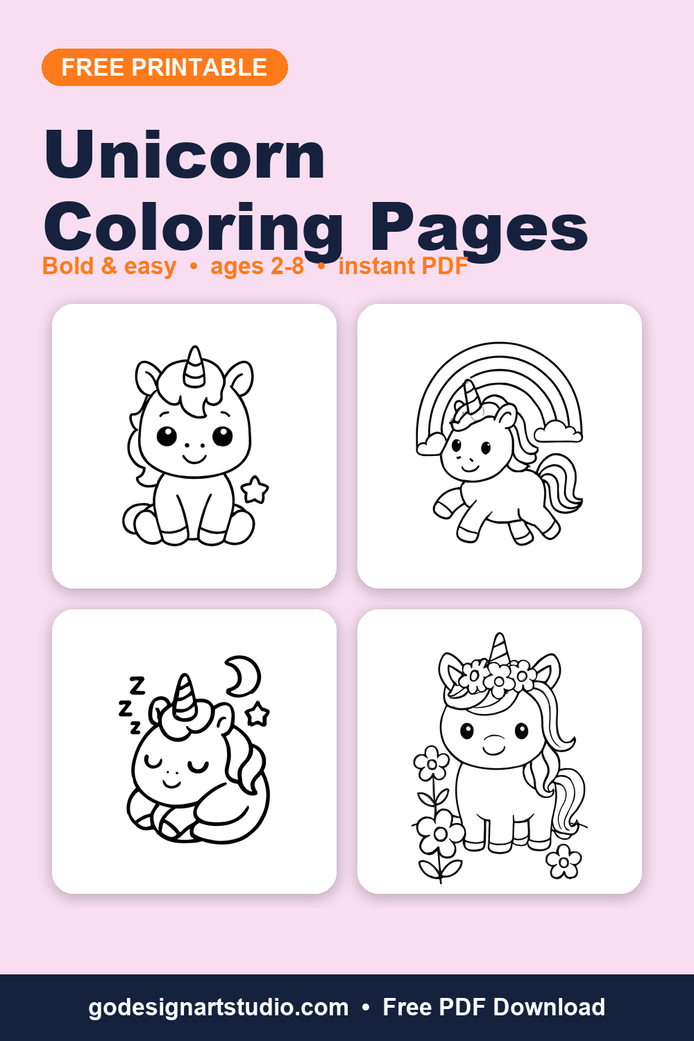 Free printable Unicorn coloring pages for kids
