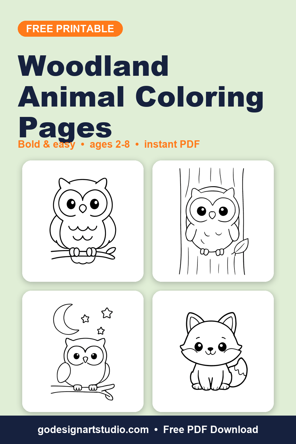 Free printable Woodland Animal coloring pages for kids