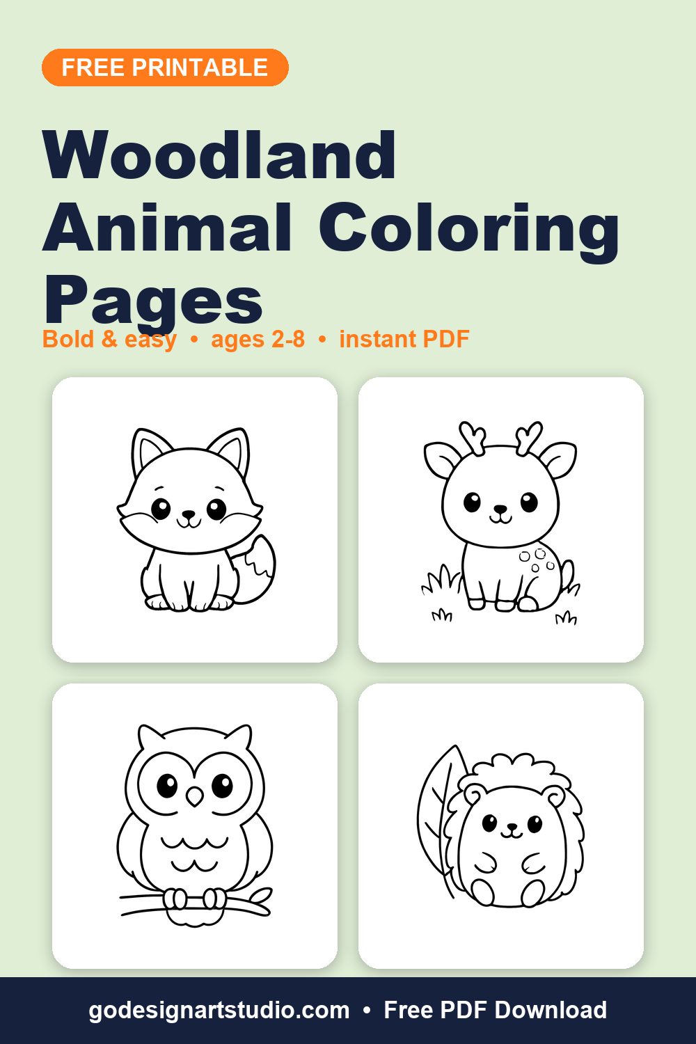 Free printable Woodland Animal coloring pages for kids