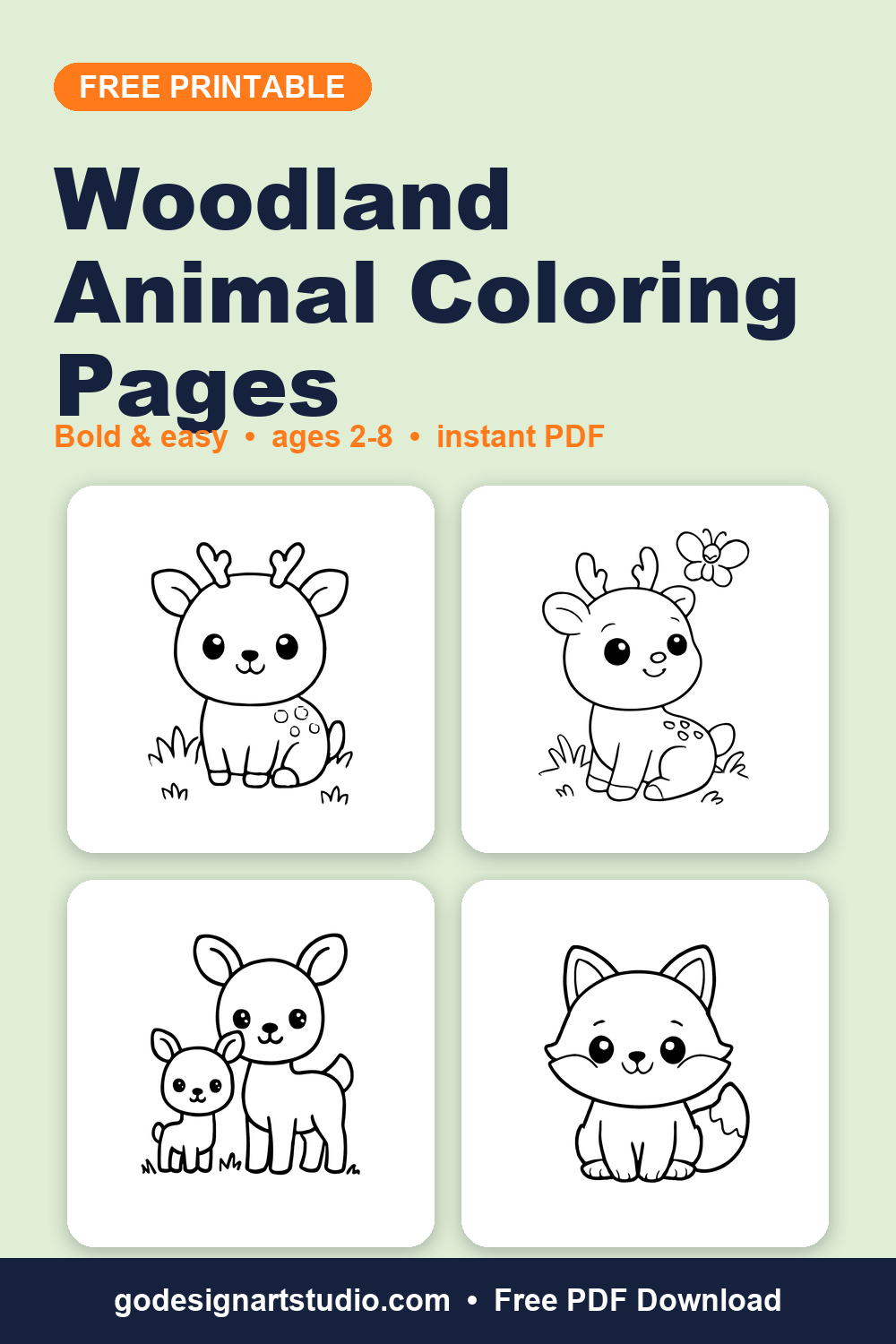 Free printable Woodland Animal coloring pages for kids