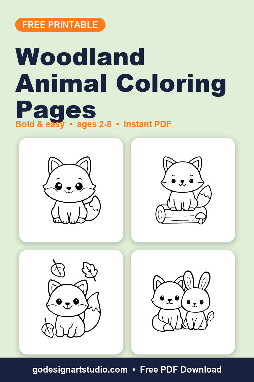 Free printable Woodland Animal coloring pages for kids