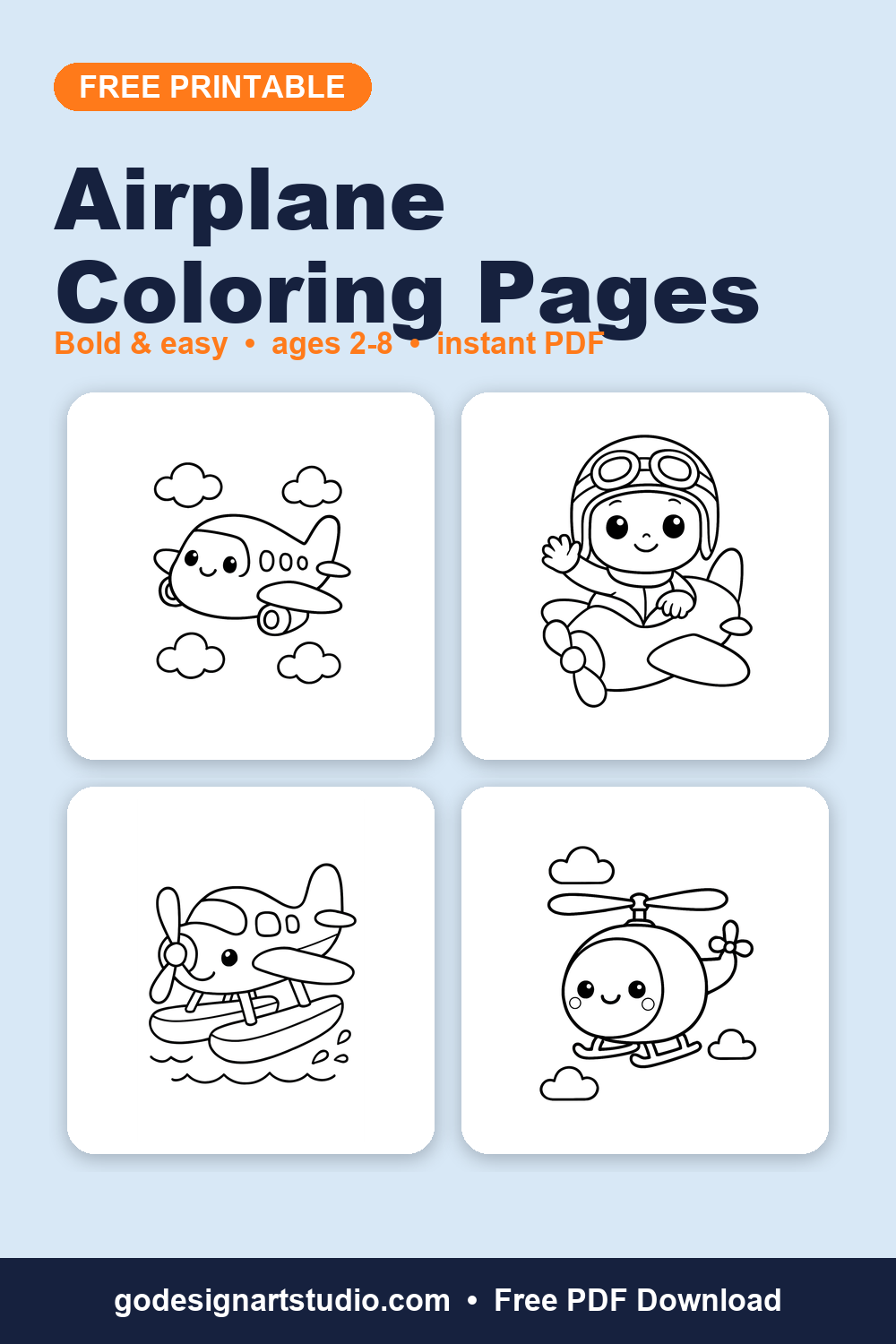 Free printable Airplane coloring pages for kids