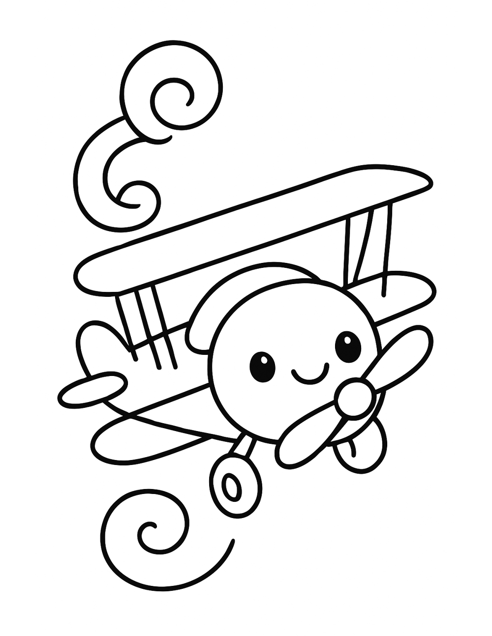 Free printable Airplane coloring page – biplane loop
