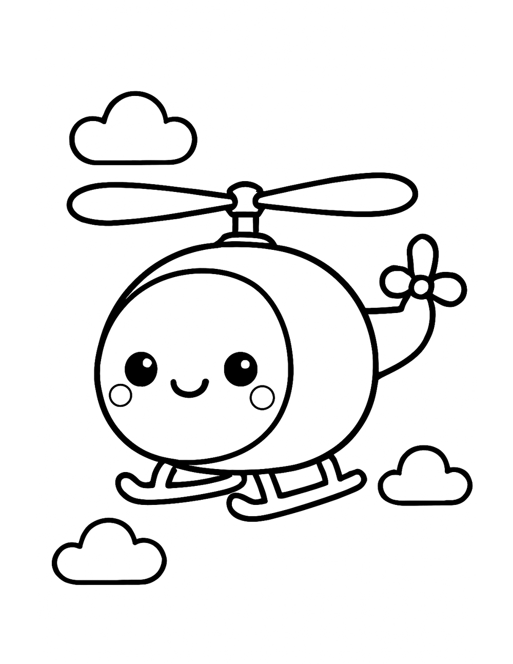 Free printable Airplane coloring page – helicopter hovering