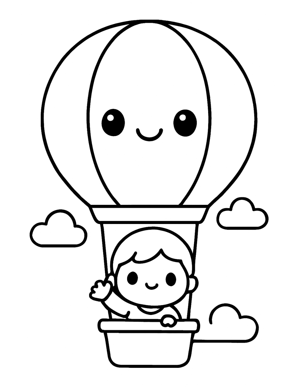 Free printable Airplane coloring page – hot air balloon
