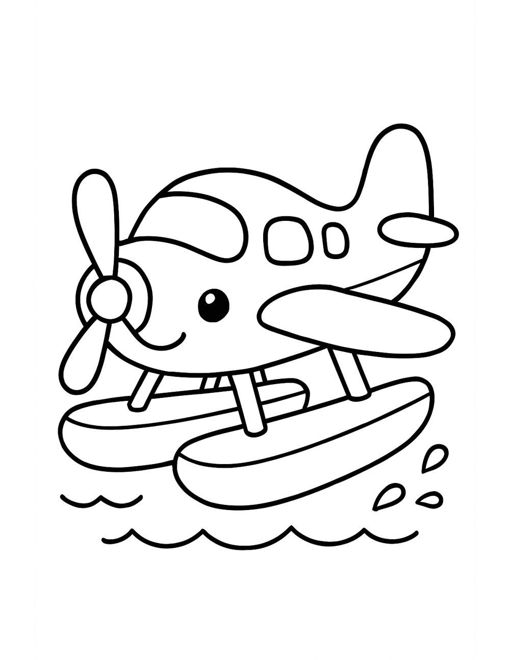 Free printable Airplane coloring page – seaplane on water